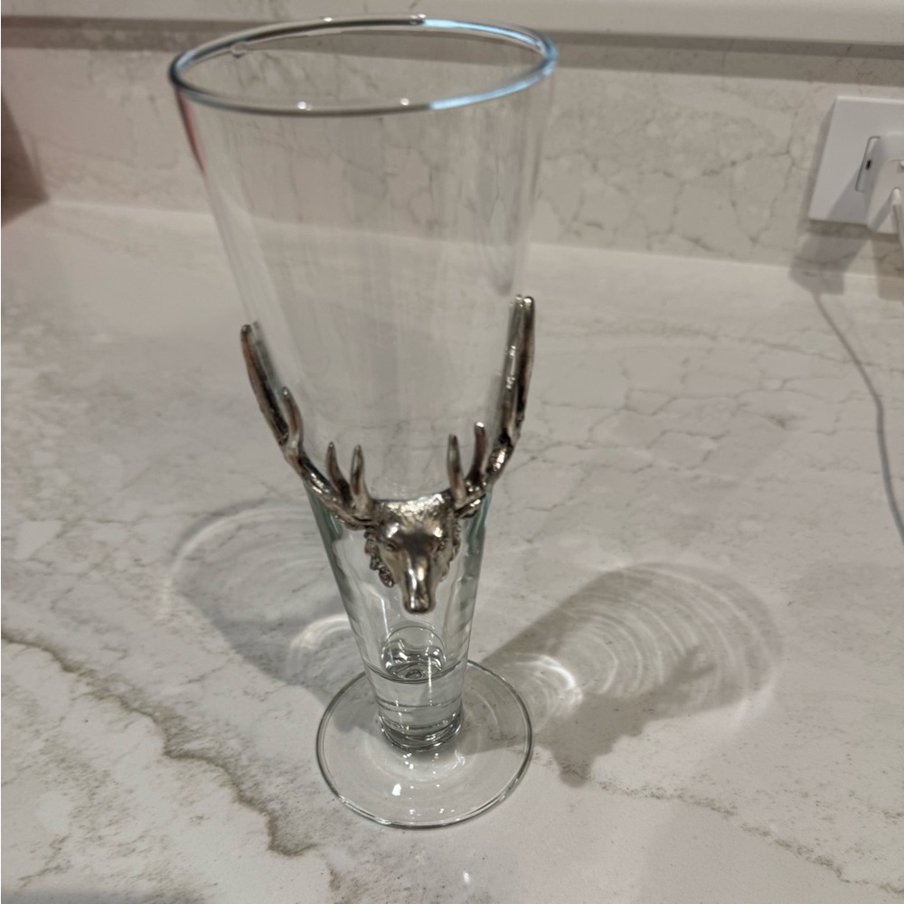 Arthur Court Silver Elk Deer Reindeer Antler Beer Pilsner Glass 14oz